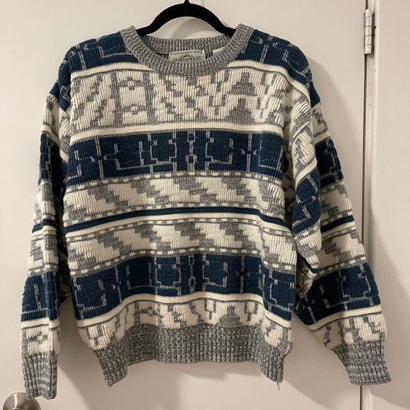 Blue Pattern Knit Sweater - Picture 2 of 4